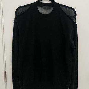 Alexander Wang Black Jumper w/ Sheer Shoulder Detail